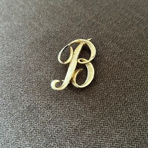 Vintage Initial Letter B Mamselle Pin Brooch Gold Tone Monogram Lapel Pin